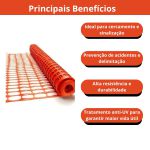 Tela Sinalização Tapume Plastcor 1,20x50m Laranja Cerquite
