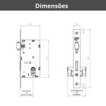 Fechadura Rolete Roseta Quadrada Externa 7000 3F Preto