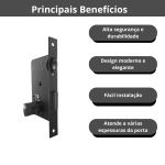 Fechadura Rolete Roseta Quadrada Externa 7000 3F Preto