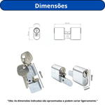 CILINDRO 040 PARA REPOSIÇÃO DA FECHADURA STAM REF500 CROMADO 60MM 3F