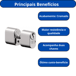 CILINDRO 040 PARA REPOSIÇÃO DA FECHADURA STAM REF500 CROMADO 60MM 3F