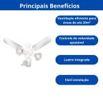Ventilador De Teto New Beta 3 Pás Branco 127V Venti-delta