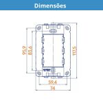 Placa B3 4x2 1 Posto Horizontal Branco Margirius