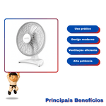 Ventilador Oscilante de Mesa 50cm 200W Bivolt Dômina (Branco)