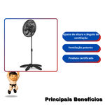 Ventilador Oscilante de Coluna 50cm 200W Bivolt Dômina (Preto)