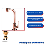 Torneira para Lavatorio de Mesa Bica Alta Lorenzetti LorenFlatt Rose Gold - 1195 F71 RG 