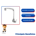 Torneira Cozinha Parede Flatt 1168 F71 Lorenzetti - Cromado 