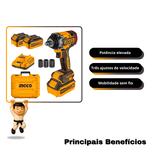 Chave De Impacto Ingco 1/2 Pol. A Bateria 20V CIWLI2004-9