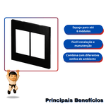 MG PRETO PLACA 4X4 6 POSTOS HORIZONTAL EBONY SLEEK (15908)