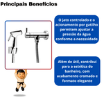 Ducha Higiênica Flexível Metálica Com Registro 1/4 Volta Delicatta Slim 1150 C-58 - Kimetais