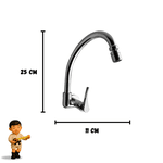 Torneira Para Cozinha De Parede 1/4 De Volta Com Bica Móvel Lume 1168 C-56 - Kimetais