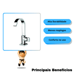 Torneira Para Lavatório De Banca 1/4 De Volta Com Bica Alta Cromada Plena 1198 C68 - Kimetais
