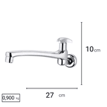 Torneira Para Cozinha De Parede Top Jet 250 Cromada Aquarius 1170-A - Fabrimar