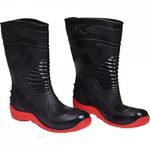 Bota pvc Motociclista Cano Médio Preto e Vermelho 