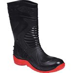 Bota pvc Motociclista Cano Médio Preto e Vermelho 