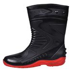 Bota pvc Motociclista Cano Médio Preto e Vermelho 