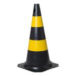 Cone Sinalização de PVC 75cm Preto e Amarelo