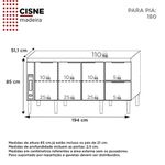 Gabinete Cozinha em Madeira Cisne 1,80M Cinza - Cozimax