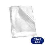 Saco Plástico PP Transparente 13X40cm Espessura 0,006mm (1kg)