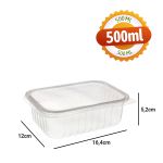 Pote Marmita Fit Retangular Com Tampa 500ml Prafesta (24 Unidades)