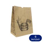 Saco De Papel Kraft Sos Impresso g 24x15,5x31cm Para Delivery Pluma (50 Unidades)