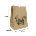 Saco De Papel Kraft Sos Impresso g 24x15,5x31cm Para Delivery Pluma (50 Unidades)