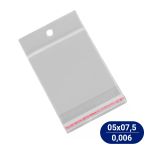 Saco Plástico PP Adesivado Com Furo 05x7,5cm (100 Unidades)