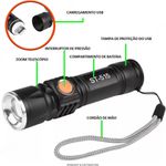 Mini Lanterna Profissional Tática Led T6 Recarregavel Usb