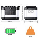 Bateria de Litio 1000w - 1KW Gerador Energia Solar Portátil+ Placa Solar 120w