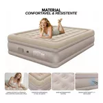 Colchão Inflável Casal Elétrico Queen Com 2 Travesseiro Bege