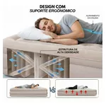 Colchão Inflável Casal Elétrico Queen Com 2 Travesseiro Bege