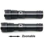 Lanterna Xhp50 portátil recarregável 3000 lumens IP65 Tática 5 modos de luz + zoom 