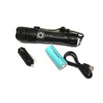 Lanterna Xhp50 portátil recarregável 3000 lumens IP65 Tática 5 modos de luz + zoom 