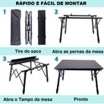 Mesa de Alumínio Dobrável Portátil 120 x 70cm Camping Madeirado