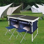 Mesa Armario com Banquetas Acampamento Dobravel 