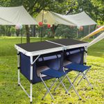 Mesa Armario com Banquetas Acampamento Dobravel 