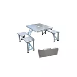 Mesa Dobrável Em Aluminio Camping Tipo Maleta Com 4 Banquetas