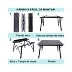 Mesa de Aluminio Dobravel Portatil 70 x 70cm Camping Madeirado