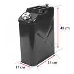 Galão De 20 Litros Combustivel Metal Modelo Europeu 0,9mm Com Bico - Tampa Rosqueada Preto 