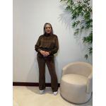 Conjunto Veludo Antonella Marrom 