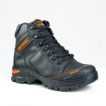 Bota Jaguar Preta/ laranja couro legítimo sola borracha.