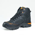 Bota Jaguar Preta/ laranja couro legítimo sola borracha.