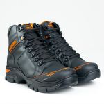 Bota Jaguar Preta/ laranja couro legítimo sola borracha.