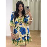 Vestido Floral Azul/Amarelo
