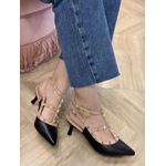 Scarpin Valen Preto com Bege