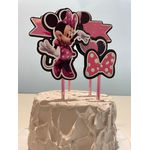Topo de Bolo Aniversário da Minnie Rosa