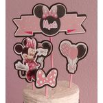 Topo de Bolo Aniversário da Minnie Rosa