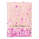PORTA DOCUMENTOS COURO NOME AMOR ROSA ROSA BEBE