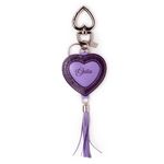 CHAVEIRO COURO NOME CORACAO DUAS CORES LILAS E ROXO