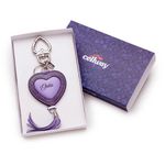 CHAVEIRO COURO NOME CORACAO DUAS CORES LILAS E ROXO